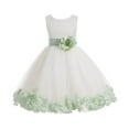thumbnail image 1 of Ekidsbridal Girl Bridesmaid Flower Girl Dress - Ivory Tulle Dress with Flower Petals 302S-A (Size: S-16), 1 of 2