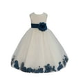 thumbnail image 1 of Ekidsbridal Girl Bridesmaid Flower Girl Dress - Ivory Tulle Dress with Flower Petals 302S-A (Size: S-16), 1 of 2