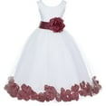thumbnail image 1 of Ekidsbridal Girl Bridesmaid Flower Girl Dress - Ivory Tulle Dress with Flower Petals 302S-A (Size: S-16), 1 of 2