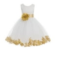 thumbnail image 1 of Ekidsbridal Girl Bridesmaid Flower Girl Dress - Ivory Tulle Dress with Flower Petals 302S-A (Size: S-16), 1 of 2