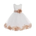 thumbnail image 1 of Ekidsbridal Girl Bridesmaid Flower Girl Dress - Ivory Tulle Dress with Flower Petals 302S-A (Size: S-16), 1 of 2