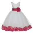 thumbnail image 1 of Ekidsbridal Girl Bridesmaid Flower Girl Dress - Ivory Tulle Dress with Flower Petals 302S-A (Size: S-16), 1 of 2