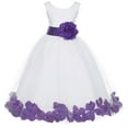 thumbnail image 1 of Ekidsbridal Girl Bridesmaid Flower Girl Dress - Ivory Tulle Dress with Flower Petals 302S-A (Size: S-16), 1 of 2