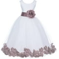 thumbnail image 1 of Ekidsbridal Girl Bridesmaid Flower Girl Dress - Ivory Tulle Dress with Flower Petals 302S-A (Size: S-16), 1 of 2