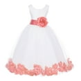 thumbnail image 1 of Ekidsbridal Girl Bridesmaid Flower Girl Dress - Ivory Tulle Dress with Flower Petals 302S-A (Size: S-16), 1 of 2
