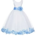 thumbnail image 1 of Ekidsbridal Girl Bridesmaid Flower Girl Dress - Ivory Tulle Dress with Flower Petals 302S-A (Size: S-16), 1 of 2