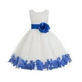 thumbnail image 1 of Ekidsbridal Girl Bridesmaid Flower Girl Dress - Ivory Tulle Dress with Flower Petals 302S-A (Size: S-16), 1 of 2