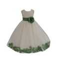 thumbnail image 1 of Ekidsbridal Girl Bridesmaid Flower Girl Dress - Ivory Tulle Dress with Flower Petals 302S-A (Size: S-16), 1 of 2