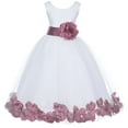 thumbnail image 1 of Ekidsbridal Girl Bridesmaid Flower Girl Dress - Ivory Tulle Dress with Flower Petals 302S-A (Size: S-16), 1 of 2