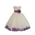 thumbnail image 1 of Ekidsbridal Girl Bridesmaid Flower Girl Dress - Ivory Tulle Dress with Flower Petals 302S-A (Size: S-16), 1 of 2