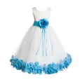 thumbnail image 1 of Ekidsbridal Girl Bridesmaid Flower Girl Dress - Ssatin Ivory Tulle Dress with Rose Petals 007-A (Size: S-16), 1 of 2