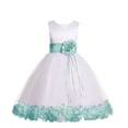 thumbnail image 1 of Ekidsbridal Girl Bridesmaid Flower Girl Dress - Ssatin Ivory Tulle Dress with Rose Petals 007-A (Size: S-16), 1 of 3