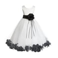 thumbnail image 1 of Ekidsbridal Girl Bridesmaid Flower Girl Dress - Ssatin Ivory Tulle Dress with Rose Petals 007-A (Size: S-16), 1 of 2