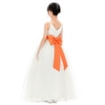 thumbnail image 1 of Ekidsbridal Girl Bridesmaid Flower Girl Dress - V-Neck Ivory Tulle Dress with Tiebow 218noFT-A (Size: 2-12), 1 of 4