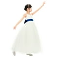 thumbnail image 1 of Ekidsbridal Girl Bridesmaid Flower Girl Dress - V-Neck Ivory Tulle Dress with Tiebow 218noFT-A (Size: 2-12), 1 of 3
