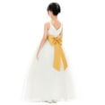 thumbnail image 1 of Ekidsbridal Girl Bridesmaid Flower Girl Dress - V-Neck Ivory Tulle Dress with Tiebow 218noFT-A (Size: 2-12), 1 of 3