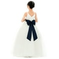 thumbnail image 1 of Ekidsbridal Girl Bridesmaid Flower Girl Dress - V-Neck Ivory Tulle Dress with Tiebow 218noFT-A (Size: 2-12), 1 of 4
