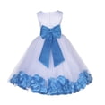 thumbnail image 1 of Ekidsbridal Girl Bridesmaid Flower Girl Dress - White Floral Lace Tulle with Tiebow Sash 165T-A (Size: S-12), 1 of 3