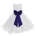 thumbnail image 1 of Ekidsbridal Girl Bridesmaid Flower Girl Dress - White Lace Corset Organza with Tiebow 186noFT-A (Size: M-10), 1 of 3
