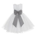thumbnail image 1 of Ekidsbridal Girl Bridesmaid Flower Girl Dress - White Lace Corset Organza with Tiebow 186noFT-A (Size: M-10), 1 of 2