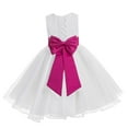 thumbnail image 1 of Ekidsbridal Girl Bridesmaid Flower Girl Dress - White Lace Corset Organza with Tiebow 186noFT-A (Size: M-10), 1 of 3