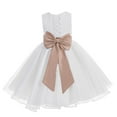 thumbnail image 1 of Ekidsbridal Girl Bridesmaid Flower Girl Dress - White Lace Corset Organza with Tiebow 186noFT-A (Size: M-10), 1 of 2