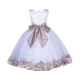 thumbnail image 1 of Ekidsbridal Girl Bridesmaid Flower Girl Dress - White Lace Tulle with Floral Petals 165S-A (Size: S-12), 1 of 3