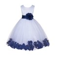 thumbnail image 1 of Ekidsbridal Girl Bridesmaid Flower Girl Dress - White Lace Tulle with Floral Petals 165S-A (Size: S-12), 1 of 2