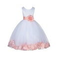 thumbnail image 1 of Ekidsbridal Girl Bridesmaid Flower Girl Dress - White Lace Tulle with Floral Petals 165S-A (Size: S-12), 1 of 2