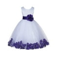 thumbnail image 1 of Ekidsbridal Girl Bridesmaid Flower Girl Dress - White Lace Tulle with Floral Petals 165S-A (Size: S-12), 1 of 2