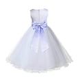 thumbnail image 1 of Ekidsbridal Girl Bridesmiad Flower Girl Dress - White Satin Tulle with Tiebow 829T-A (Size: S-12), 1 of 3