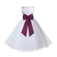 thumbnail image 1 of Ekidsbridal Girl Bridesmiad Flower Girl Dress - White Satin Tulle with Tiebow 829T-A (Size: S-12), 1 of 3