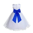 thumbnail image 1 of Ekidsbridal Girl Bridesmiad Flower Girl Dress - White Satin Tulle with Tiebow 829T-A (Size: S-12), 1 of 3