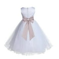 thumbnail image 1 of Ekidsbridal Girl Bridesmiad Flower Girl Dress - White Satin Tulle with Tiebow 829T-A (Size: S-12), 1 of 3