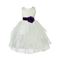 thumbnail image 1 of Ekidsbridal Girl Ceremonial Flower Girl Dress - Knee Length Ivory Organza with Tiebow 4613T-A (Size: S-12), 1 of 2