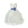thumbnail image 1 of Ekidsbridal Girl Ceremonial Flower Girl Dress - Knee Length Ivory Organza with Tiebow 4613T-A (Size: S-12), 1 of 2