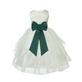 thumbnail image 1 of Ekidsbridal Girl Ceremonial Flower Girl Dress - Knee Length Ivory Organza with Tiebow 4613T-A (Size: S-12), 1 of 3