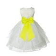 thumbnail image 1 of Ekidsbridal Girl Ceremonial Flower Girl Dress - Knee Length Ivory Organza with Tiebow 4613T-A (Size: S-12), 1 of 3