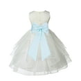 thumbnail image 1 of Ekidsbridal Girl Ceremonial Flower Girl Dress - Knee Length Ivory Organza with Tiebow 4613T-A (Size: S-12), 1 of 3