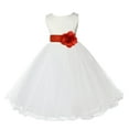 thumbnail image 1 of Ekidsbridal Girl Christening Flower Girl Dress - Ivory Ruffle Tulle with Tiebow 829T-A (Size: S-12), 1 of 2