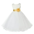 thumbnail image 1 of Ekidsbridal Girl Communion Flower Girl Dress - Satin Ivory Tulle Rattail Edge 829S-A (Size: S-12), 1 of 2