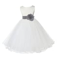thumbnail image 1 of Ekidsbridal Girl Christening Flower Girl Dress - Ivory Ruffle Tulle with Tiebow 829T-A (Size: S-12), 1 of 2