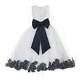 thumbnail image 1 of Ekidsbridal Girl Christening Flower Girl Dress - Ivory Lace Heart Cutout with Petals 185T-A (Size: M-12), 1 of 3