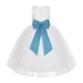 thumbnail image 1 of Ekidsbridal Girl Communion Dress - Floral Lace White Tutu with Bow Sash LG7noFT-A (Size: M-10), 1 of 3