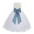 thumbnail image 1 of Ekidsbridal Girl Communion Flower Girl Dress - Floral Lace White Heart Cutout with Tiebow 172T-A (Size: 2-14), 1 of 3