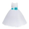 thumbnail image 1 of Ekidsbridal Girl Communion Flower Girl Dress - Floral Lace White Heart Cutout with Tiebow 172T-A (Size: 2-14), 1 of 2