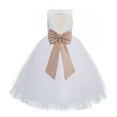 thumbnail image 1 of Ekidsbridal Girl Communion Flower Girl Dress - Floral Lace White Heart Cutout with Tiebow 172T-A (Size: 2-14), 1 of 3