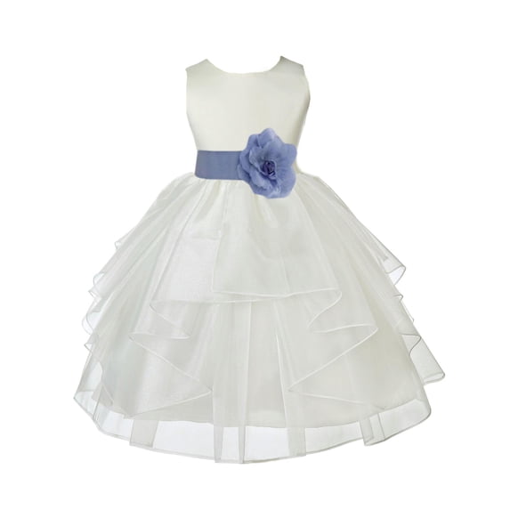 Ekidsbridal Satin Shimmering Organza Ivory Flower Girl Dress Bridesmaid Wedding Pageant Communion Ceremony Birthday Baptism 4613S 10