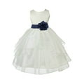 thumbnail image 1 of Ekidsbridal Girl Communion Flower Girl Dress - Ivory Tiered Organza Knee Length 4613S-A (Size: S-12), 1 of 2