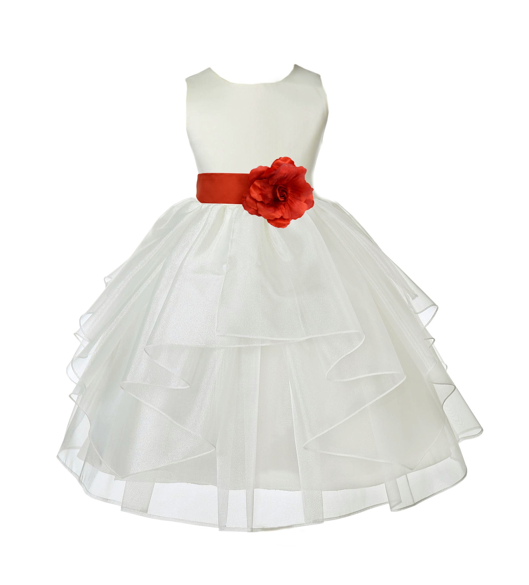Ekidsbridal Girl Communion Flower Girl Dress - Ivory Tiered Organza Knee  Length 4613S-A (Size: S-12) - Walmart.com